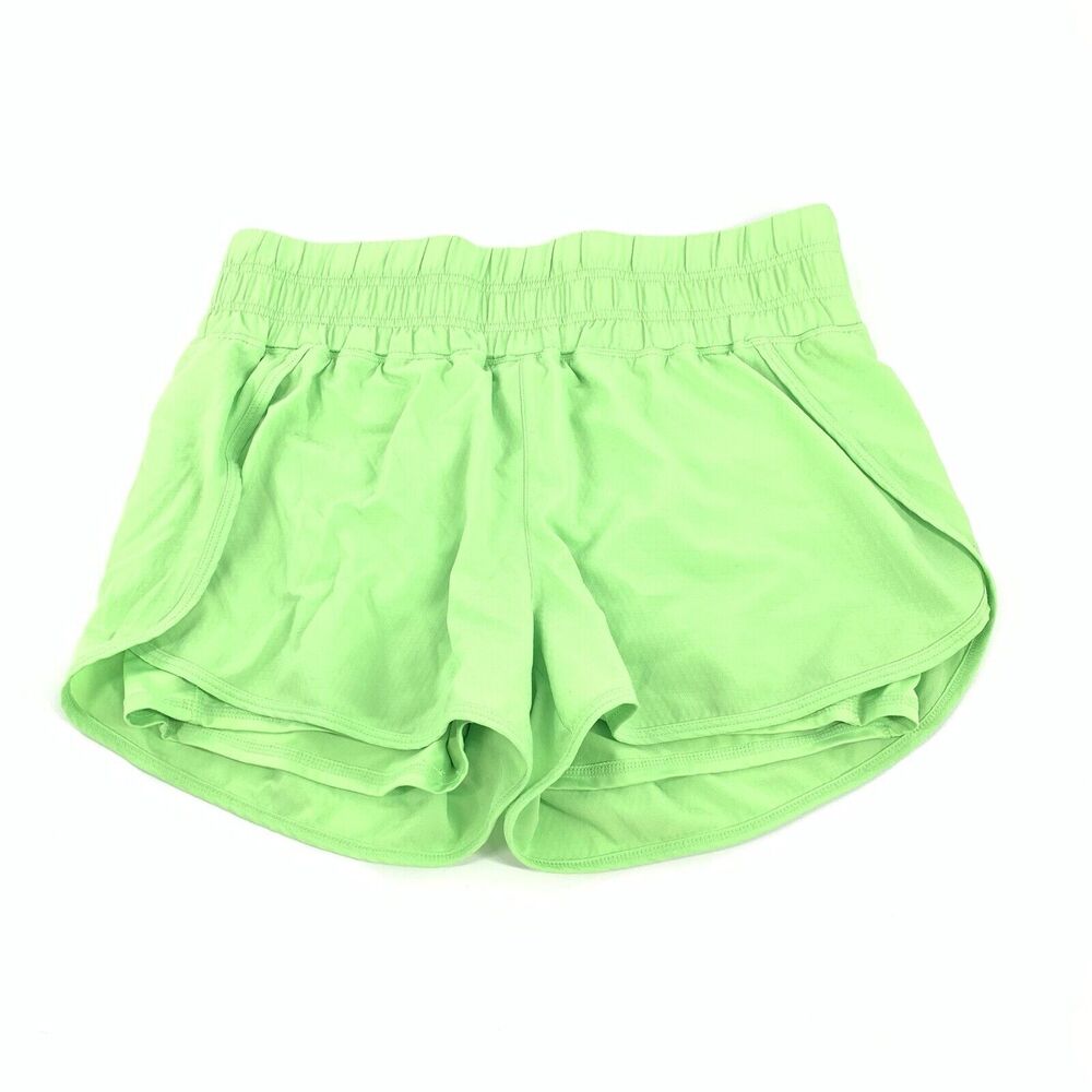 MTA Sport Athletic Double Layer Running Shorts Large Womens Bright Neon Green L